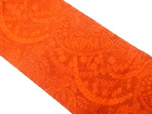 纐纈草花に古典柄模様織出し全通袋帯